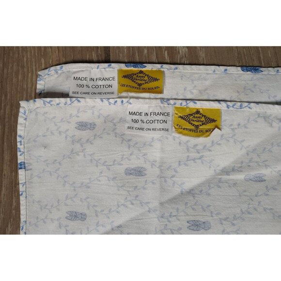4 Anny Verelene Cloth 100% Cotton Napkins, Blue Vine Flower Cottagecore France - Picture 4 of 4